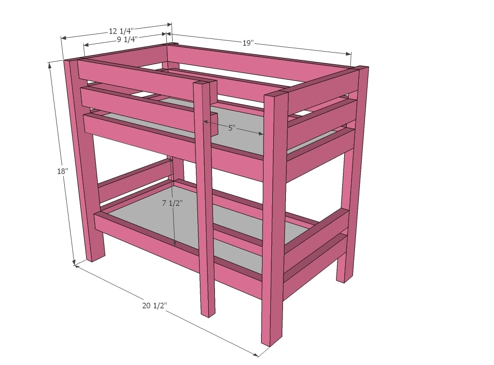 Wooden bunk beds cheap for 18 inch dolls